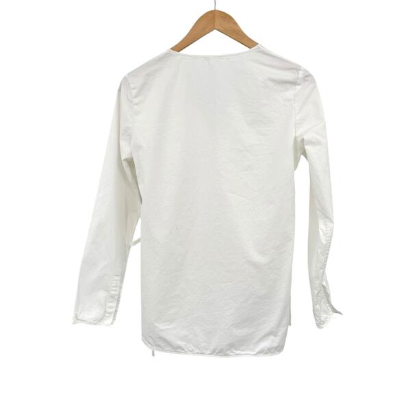 COS White Poplin Long Sleeve V-neck Side Tie Wrap Longline Top - Picture 8 of 13